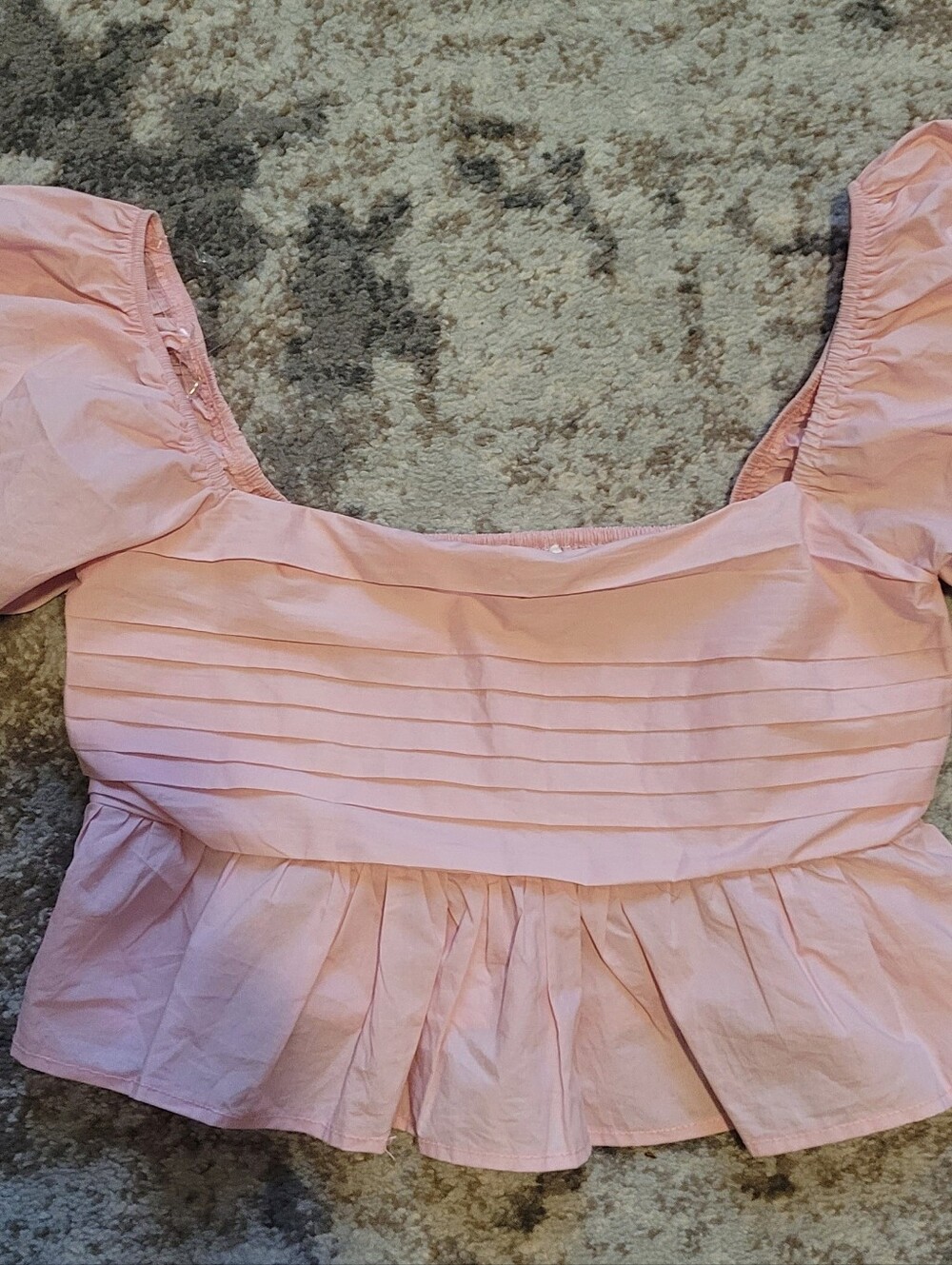 Altar'd State Pink Puff Sleeve Peplum Top – Size Small